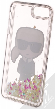 Karl Lagerfeld Ikonik Glowing Liquid Glitter Hard Case ochranný kryt s přesýpacím efektem třpytek pro Apple iPhone 7 Plus, iPhone 8 Plus (KLHCI8LGLGIRKL) měnivě růžová (iridescent pink) zepředu