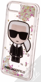 Karl Lagerfeld Ikonik Glowing Liquid Glitter Hard Case ochranný kryt s přesýpacím efektem třpytek pro Apple iPhone 7 Plus, iPhone 8 Plus (KLHCI8LGLGIRKL) měnivě růžová (iridescent pink) zezadu