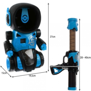 1Mcz Elektronická střelnice Robot, 2 pistole na pěnové míčky a robot jako terč černá modrá (black blue)