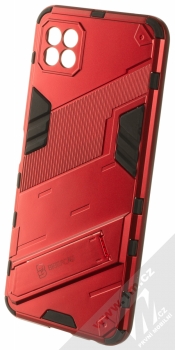 1Mcz Armor Ribbed odolný ochranný kryt se stojánkem pro Samsung Galaxy A22 5G červená (red)