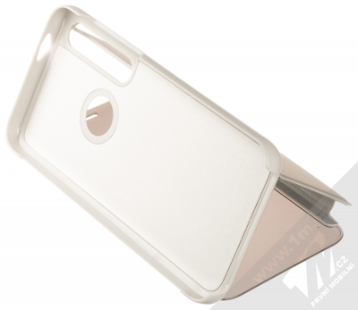 1Mcz Clear View flipové pouzdro pro Moto G8 Plus stříbrná (silver) stojánek