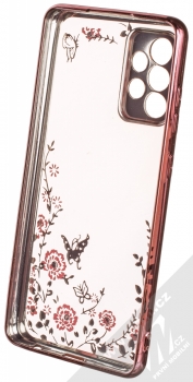 1Mcz Diamond Flower Skinny TPU ochranný kryt pro Samsung Galaxy A72, Galaxy A72 5G růžově zlatá (rose gold) zepředu