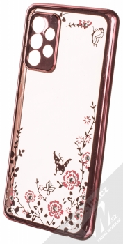 1Mcz Diamond Flower Skinny TPU ochranný kryt pro Samsung Galaxy A72, Galaxy A72 5G růžově zlatá (rose gold)