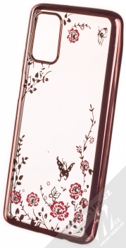 1Mcz Diamond Flower TPU ochranný kryt pro Samsung Galaxy M31s růžově zlatá (rose gold)