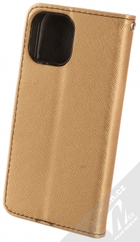 1Mcz Fancy Book flipové pouzdro pro Apple iPhone 13 mini zlatá černá (gold black) zezadu