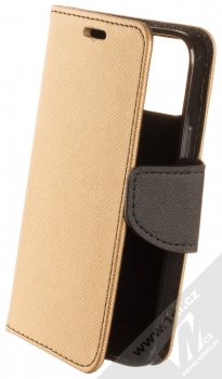 1Mcz Fancy Book flipové pouzdro pro Apple iPhone 13 mini zlatá černá (gold black)