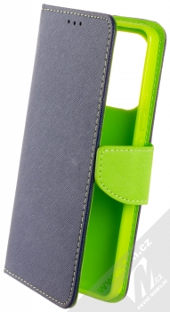 1Mcz Fancy Book flipové pouzdro pro Xiaomi Redmi Note 13 4G modrá limetkově zelená (blue lime)