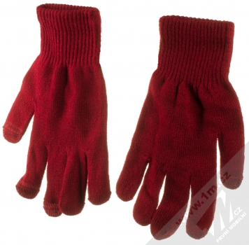 1Mcz iGlove Basic pletené rukavice pro kapacitní dotykový displej tmavě červená (dark red) dlaň rukou