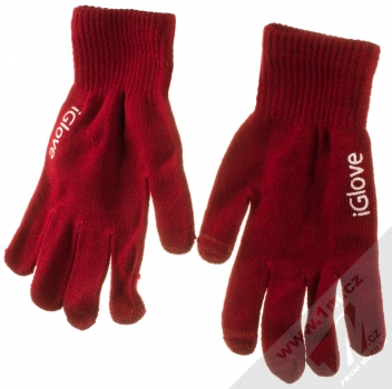 1Mcz iGlove Basic pletené rukavice pro kapacitní dotykový displej tmavě červená (dark red) hřbet rukou