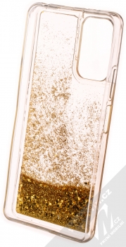 1Mcz Liquid Diamond Sparkle ochranný kryt s přesýpacím efektem třpytek pro Xiaomi Redmi Note 10 Pro, Redmi Note 10 Pro Max zlatá (gold) zepředu