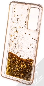 1Mcz Liquid Diamond Sparkle ochranný kryt s přesýpacím efektem třpytek pro Huawei P40 zlatá (gold) zepředu