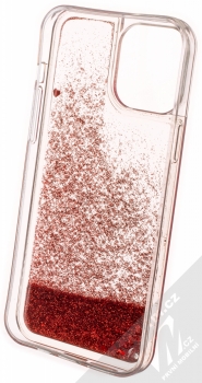 1Mcz Liquid Heart Sparkle ochranný kryt s přesýpacím efektem třpytek pro Apple iPhone 13 Pro Max červená (red) zepředu