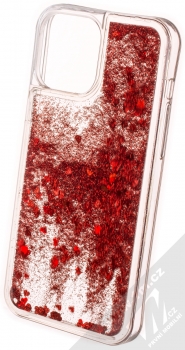 1Mcz Liquid Heart Sparkle ochranný kryt s přesýpacím efektem třpytek pro Apple iPhone 13 Pro Max červená (red) zezadu