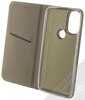 1Mcz Magnetic Book flipové pouzdro pro Motorola Moto G71 5G tmavě zelená (dark green) otevřené