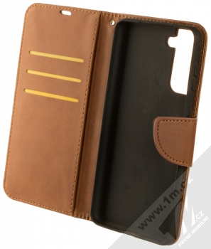 1Mcz Porter Book flipové pouzdro pro Samsung Galaxy S21 Plus hnědá (brown) otevřené