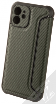 1Mcz Razor Book flipové pouzdro pro Apple iPhone 12 tmavě zelená (dark green) zezadu