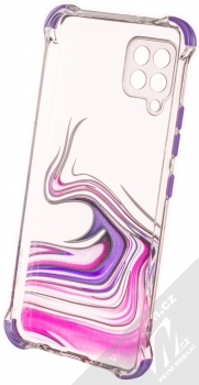 1Mcz Trendy Vodomalba Anti-Shock Skinny TPU ochranný kryt pro Samsung Galaxy A42 5G průhledná růžová fialová (transparent pink violet) zepředu