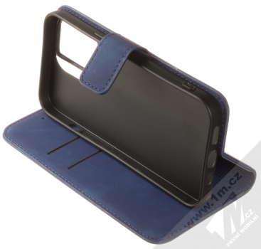 1Mcz Velvet Book flipové pouzdro pro Apple iPhone 13 Pro tmavě modrá (dark blue) stojánek