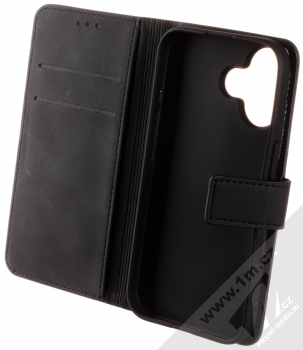 1Mcz Velvet Book flipové pouzdro pro Apple iPhone 16 černá (black) otevřené