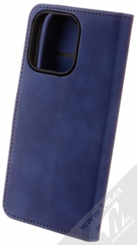 1Mcz Velvet Book flipové pouzdro pro Apple iPhone 16 Pro tmavě modrá (dark blue) zezadu