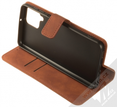 1Mcz Velvet Book flipové pouzdro pro Samsung Galaxy A22 hnědá (brown) stojánek