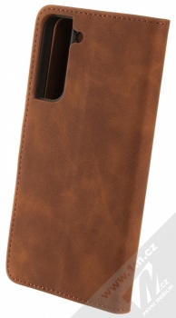 1Mcz Velvet Book flipové pouzdro pro Samsung Galaxy S22 Plus 5G hnědá (brown) zezadu