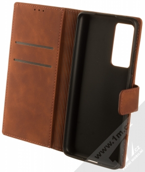 1Mcz Velvet Book flipové pouzdro pro Xiaomi 12, Xiaomi 12X hnědá (brown) otevřené