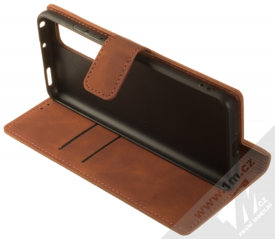 1Mcz Velvet Book flipové pouzdro pro Xiaomi 12, Xiaomi 12X hnědá (brown) stojánek