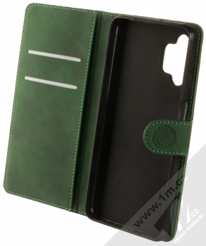 1Mcz Velvety Burrow Tygr 1 Book flipové pouzdro pro Samsung Galaxy A32 5G, Galaxy M32 5G tmavě zelená (forest green) otevřené