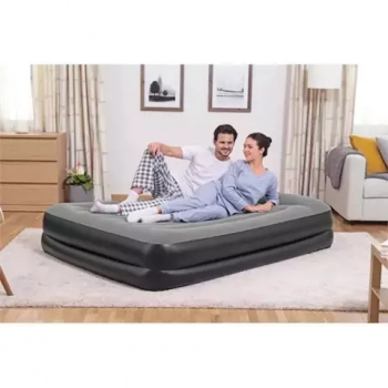 Bestway Air Bed Komfort Queen 67403 Nafukovací matrace s pumpou a polštářem 203 x 152 x 46 cm šedá (gray)