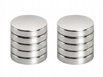 1Mcz Neodymový magnet Puk 10 x 2 mm 10ks stříbrná (silver)