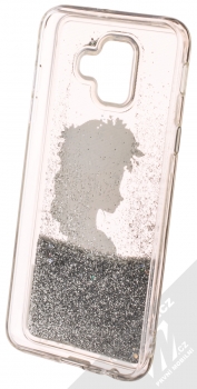 Disney Sand Elsa 010 ochranný kryt s přesýpacím efektem třpytek s motivem pro Samsung Galaxy A6 (2018) průhledná stříbrná (transparent silver) zepředu