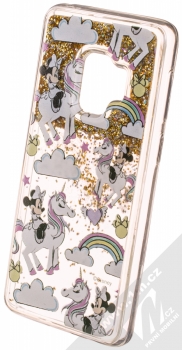 Disney Sand Minnie Mouse a Jednorožec 037 ochranný kryt s přesýpacím efektem třpytek s motivem pro Samsung Galaxy S9 průhledná zlatá (transparent gold) animace 1