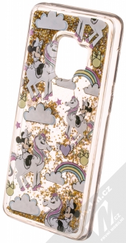 Disney Sand Minnie Mouse a Jednorožec 037 ochranný kryt s přesýpacím efektem třpytek s motivem pro Samsung Galaxy S9 průhledná zlatá (transparent gold) animace 2