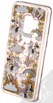 Disney Sand Minnie Mouse a Jednorožec 037 ochranný kryt s přesýpacím efektem třpytek s motivem pro Samsung Galaxy S9 průhledná zlatá (transparent gold) animace 3