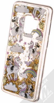 Disney Sand Minnie Mouse a Jednorožec 037 ochranný kryt s přesýpacím efektem třpytek s motivem pro Samsung Galaxy S9 průhledná zlatá (transparent gold) animace 4