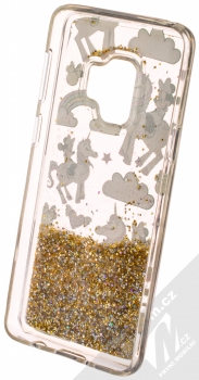 Disney Sand Minnie Mouse a Jednorožec 037 ochranný kryt s přesýpacím efektem třpytek s motivem pro Samsung Galaxy S9 průhledná zlatá (transparent gold) zepředu