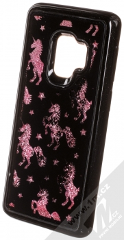 Sligo Liquid Glitter Black Jednorožec ochranný kryt s přesýpacím efektem třpytek pro Samsung Galaxy S9 růžově zlatá (rose gold) animace 2