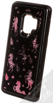 Sligo Liquid Glitter Black Jednorožec ochranný kryt s přesýpacím efektem třpytek pro Samsung Galaxy S9 růžově zlatá (rose gold) animace 3