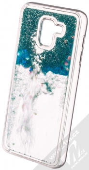 Vennus Liquid Pearl ochranný kryt s přesýpacím efektem třpytek pro Samsung Galaxy J6 (2018) tyrkysová (turquoise) animace 1