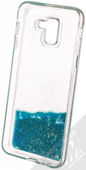 Vennus Liquid Pearl ochranný kryt s přesýpacím efektem třpytek pro Samsung Galaxy J6 (2018) tyrkysová (turquoise) zepředu