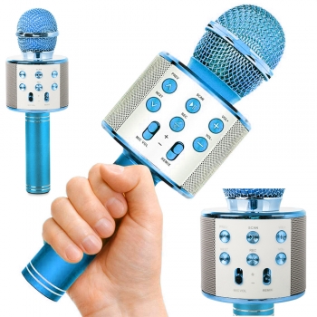 1Mcz WS-858 Bluetooth karaoke mikrofon s reproduktorem modrá (blue)