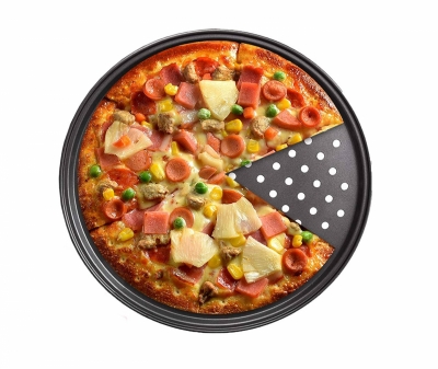 1Mcz Děrovaný plech na pizzu s nepřilnavým povrchem 32 cm tmavě šedá (antracit)