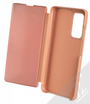 1Mcz Clear View flipové pouzdro pro Xiaomi Mi 10T 5G, Mi 10T Pro 5G růžová (pink) otevřené