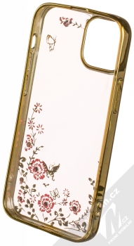 1Mcz Diamond Flower TPU ochranný kryt pro Apple iPhone 13 mini zlatá (gold) zepředu