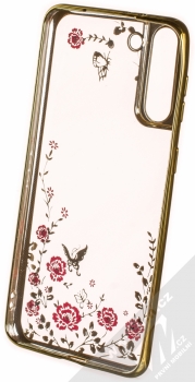 1Mcz Diamond Flower TPU ochranný kryt pro Samsung Galaxy S21 Plus zlatá (gold) zepředu