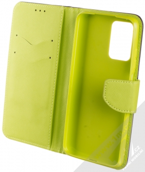 1Mcz Fancy Book flipové pouzdro pro Xiaomi Redmi 10 modrá limetkově zelená (blue lime) otevřené