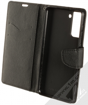 1Mcz Fancy Book flipové pouzdro pro Samsung Galaxy S21 Plus černá (black) otevřené