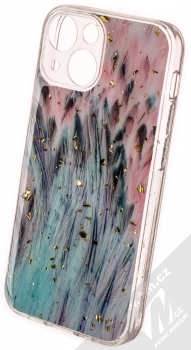 1Mcz Gold Glam Páv Skinny TPU ochranný kryt pro Apple iPhone 13 mini růžová mátově zelená (pink mint green)