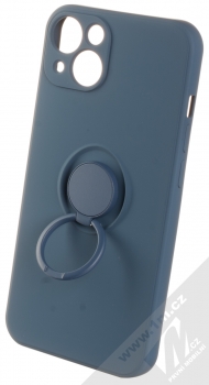 1Mcz Grip Ring Skinny ochranný kryt s držákem na prst pro Apple iPhone 13 tmavě modrá (dark blue) držák